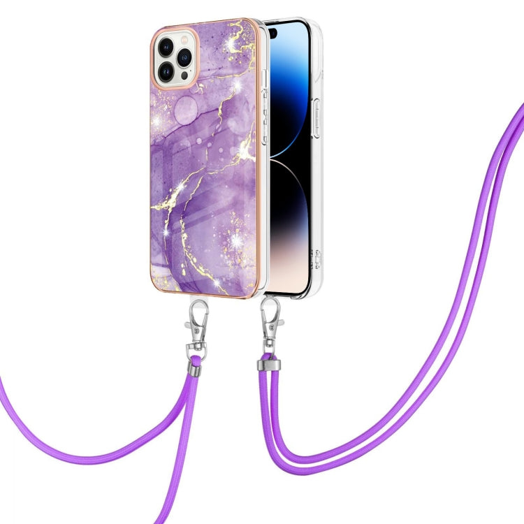 جراب IMD TPU مقاوم للصدمات بنمط رخامي مطلي بالكهرباء مع حبل للرقبة، لهاتف iPhone 14، وiPhone 14 Plus، وiPhone 14 Pro، وiPhone 14 Pro Max