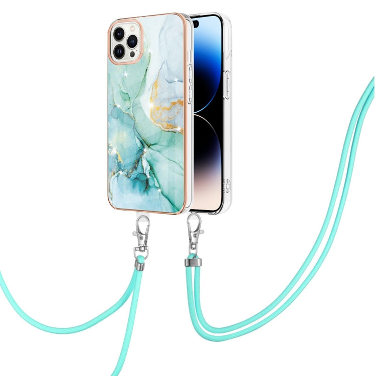 جراب IMD TPU مقاوم للصدمات بنمط رخامي مطلي بالكهرباء مع حبل للرقبة، لهاتف iPhone 14، وiPhone 14 Plus، وiPhone 14 Pro، وiPhone 14 Pro Max