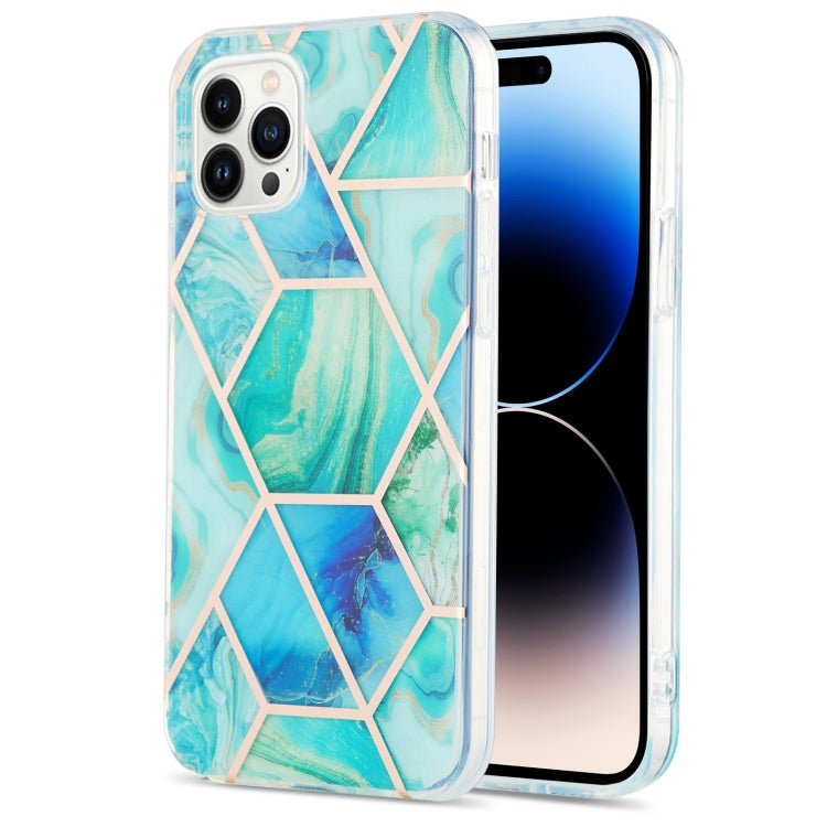 جراب هاتف IMD TPU مقاوم للصدمات مزدوج الجوانب بتصميم زهرة رخامية مطلية بالكهرباء، مناسب لأجهزة iPhone 14 وiPhone 14 Plus وiPhone 14 Pro وiPhone 14 Pro Max
