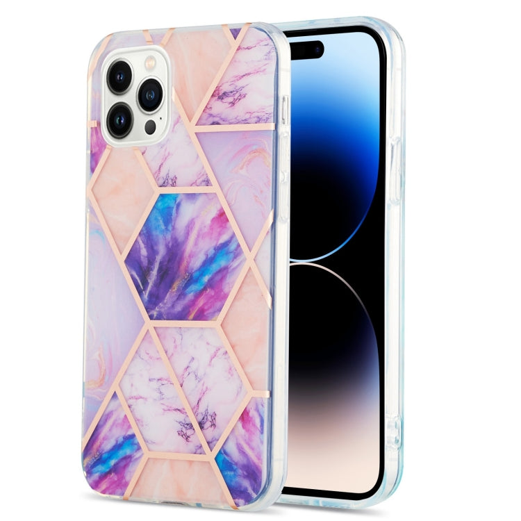 جراب هاتف IMD TPU مقاوم للصدمات مزدوج الجوانب بتصميم زهرة رخامية مطلية بالكهرباء، مناسب لأجهزة iPhone 14 وiPhone 14 Plus وiPhone 14 Pro وiPhone 14 Pro Max