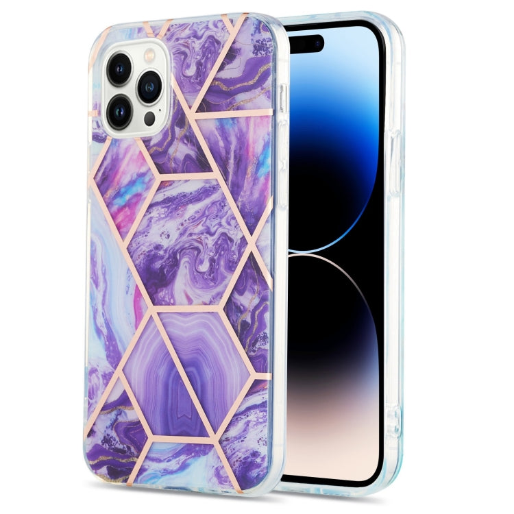 جراب هاتف IMD TPU مقاوم للصدمات مزدوج الجوانب بتصميم زهرة رخامية مطلية بالكهرباء، مناسب لأجهزة iPhone 14 وiPhone 14 Plus وiPhone 14 Pro وiPhone 14 Pro Max