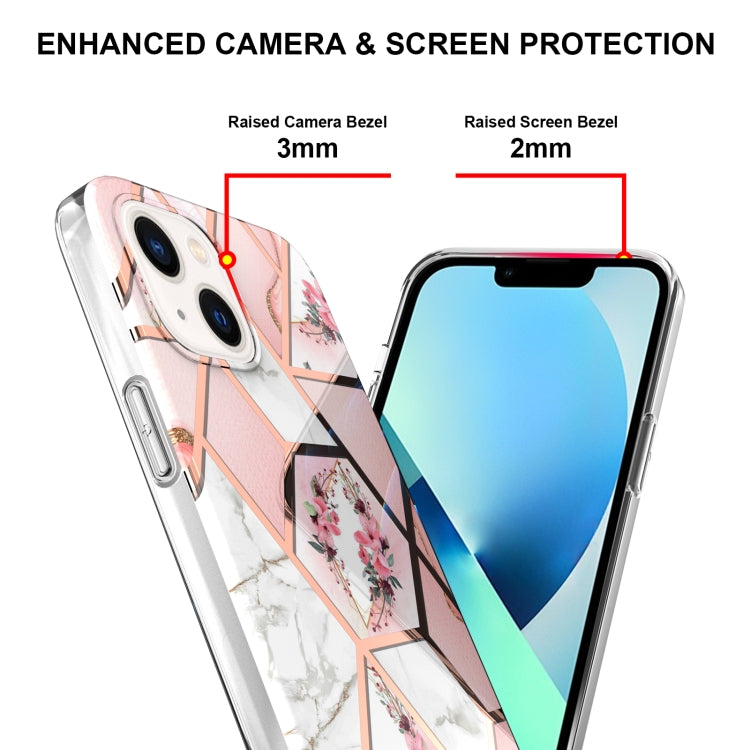 جراب TPU مقاوم للصدمات بنمط زهرة رخامية مطلية بالكهرباء، مناسب لأجهزة iPhone 14 وiPhone 14 Plus وiPhone 14 Pro وiPhone 14 Pro Max