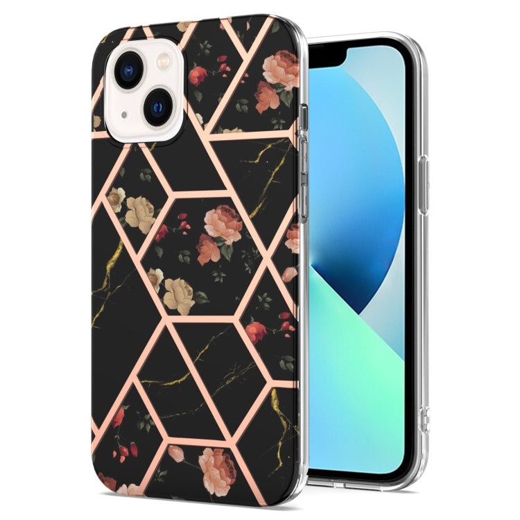 جراب TPU مقاوم للصدمات بنمط زهرة رخامية مطلية بالكهرباء، مناسب لأجهزة iPhone 14 وiPhone 14 Plus وiPhone 14 Pro وiPhone 14 Pro Max