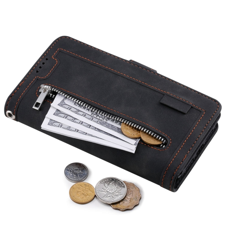9 Card Slots Zipper Bag Leather Case, For iPhone 14 Pro Max, For iPhone 14 Pro, For iPhone 14, For iPhone 14 Plus