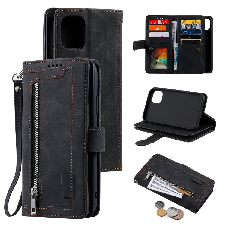 9 Card Slots Zipper Bag Leather Case, For iPhone 14 Pro Max, For iPhone 14 Pro, For iPhone 14, For iPhone 14 Plus