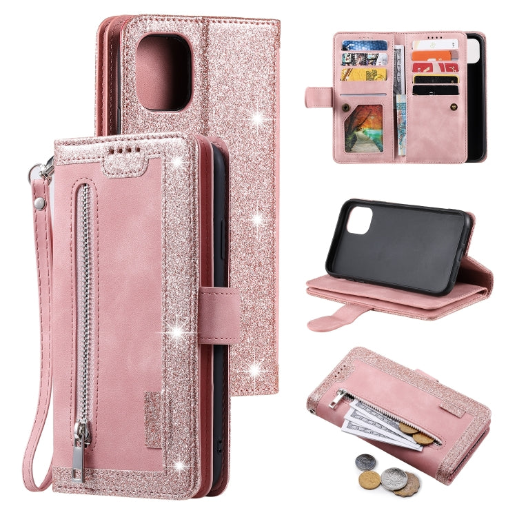 9 Card Slots Zipper Bag Leather Case, For iPhone 14 Pro Max, For iPhone 14 Pro, For iPhone 14, For iPhone 14 Plus