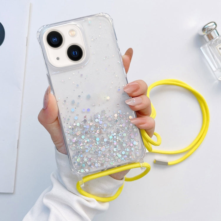 Lanyard Glitter Epoxy Clear Phone Case, For iPhone 14, For iPhone 14 Plus, For iPhone 14 Pro, For iPhone 14 Pro Max, For iPhone 13 mini, For iPhone 13