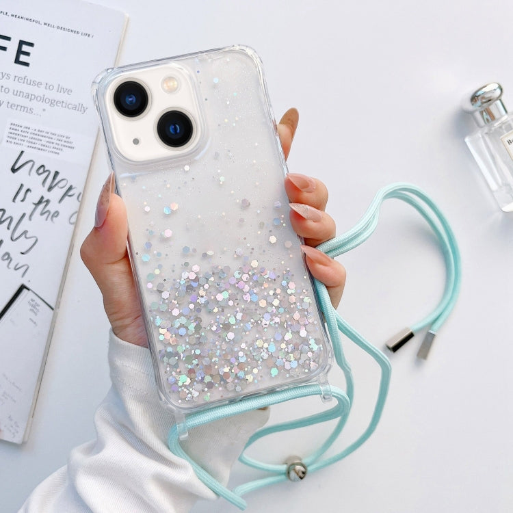 Lanyard Glitter Epoxy Clear Phone Case, For iPhone 14, For iPhone 14 Plus, For iPhone 14 Pro, For iPhone 14 Pro Max, For iPhone 13 mini, For iPhone 13
