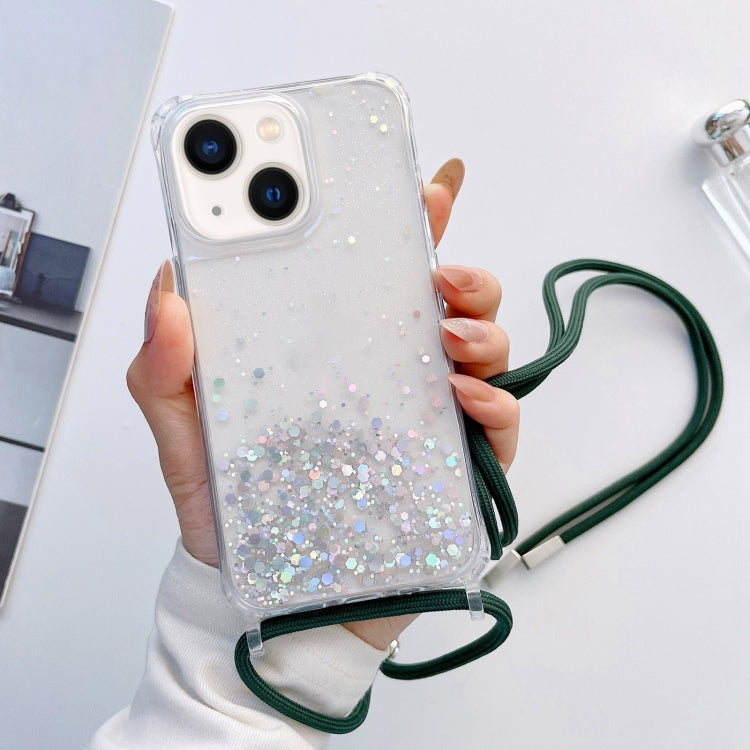 Lanyard Glitter Epoxy Clear Phone Case, For iPhone 14, For iPhone 14 Plus, For iPhone 14 Pro, For iPhone 14 Pro Max, For iPhone 13 mini, For iPhone 13