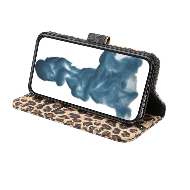 جراب هاتف جلدي بنمط جلد النمر، قابل للطي أفقيًا، مناسب لأجهزة iPhone 14 Pro Max، وiPhone 14 Pro، وiPhone 14 Plus، وiPhone 14