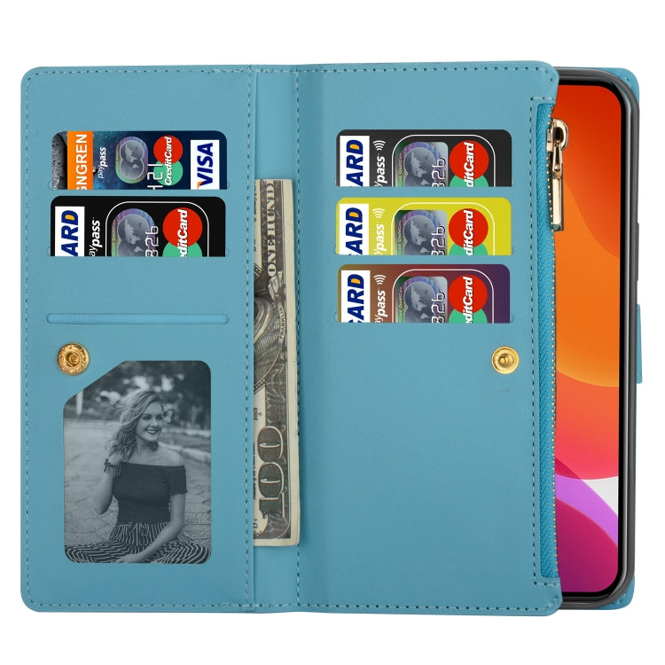 Multi-card Slots Laser Carving Glitter Zipper Leather Case, For iPhone 14, For iPhone 14 Max, For iPhone 14 Pro, For iPhone 14 Pro Max, For Samsung Galaxy Z Fold 4