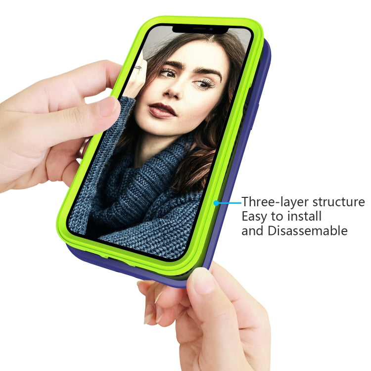 جراب هاتف مقاوم للصدمات 3 في 1 من السيليكون والبولي كربونات بتصميم موجة، مناسب لأجهزة iPhone 14 وiPhone 14 Plus وiPhone 14 Pro وiPhone 14 Pro Max