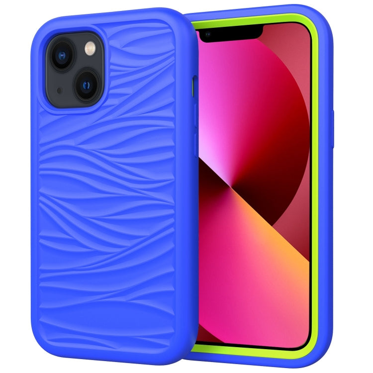 جراب هاتف مقاوم للصدمات 3 في 1 من السيليكون والبولي كربونات بتصميم موجة، مناسب لأجهزة iPhone 14 وiPhone 14 Plus وiPhone 14 Pro وiPhone 14 Pro Max