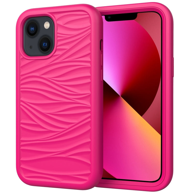 جراب هاتف مقاوم للصدمات 3 في 1 من السيليكون والبولي كربونات بتصميم موجة، مناسب لأجهزة iPhone 14 وiPhone 14 Plus وiPhone 14 Pro وiPhone 14 Pro Max