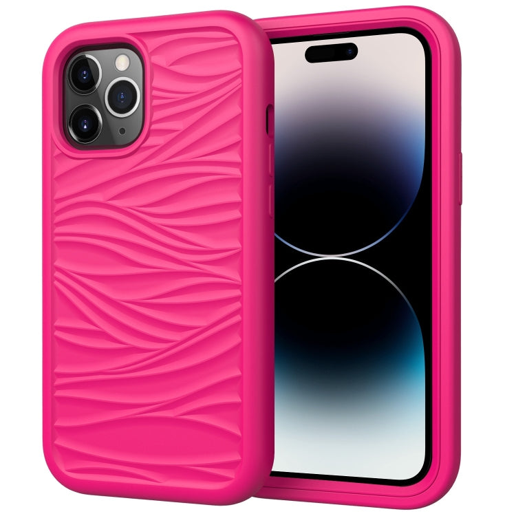 جراب هاتف مقاوم للصدمات 3 في 1 من السيليكون والبولي كربونات بتصميم موجة، مناسب لأجهزة iPhone 14 وiPhone 14 Plus وiPhone 14 Pro وiPhone 14 Pro Max