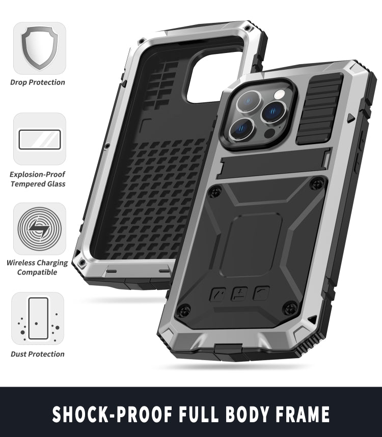 جراب R-JUST مقاوم للصدمات والماء والغبار مع حامل، لهاتف iPhone 14 Pro، وiPhone 14 Pro Max، وiPhone 14، وiPhone 14 Plus