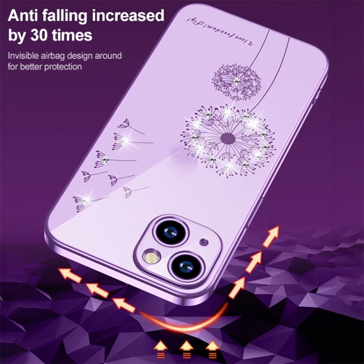جراب هاتف TPU مطلي بالكهرباء من زهرة الهندباء الماسية، مناسب لأجهزة iPhone 14 وiPhone 14 Plus وiPhone 14 Pro وiPhone 14 Pro Max