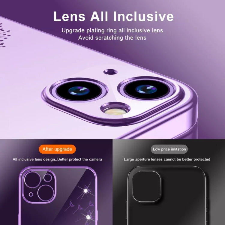 جراب هاتف TPU مطلي بالكهرباء من زهرة الهندباء الماسية، مناسب لأجهزة iPhone 14 وiPhone 14 Plus وiPhone 14 Pro وiPhone 14 Pro Max