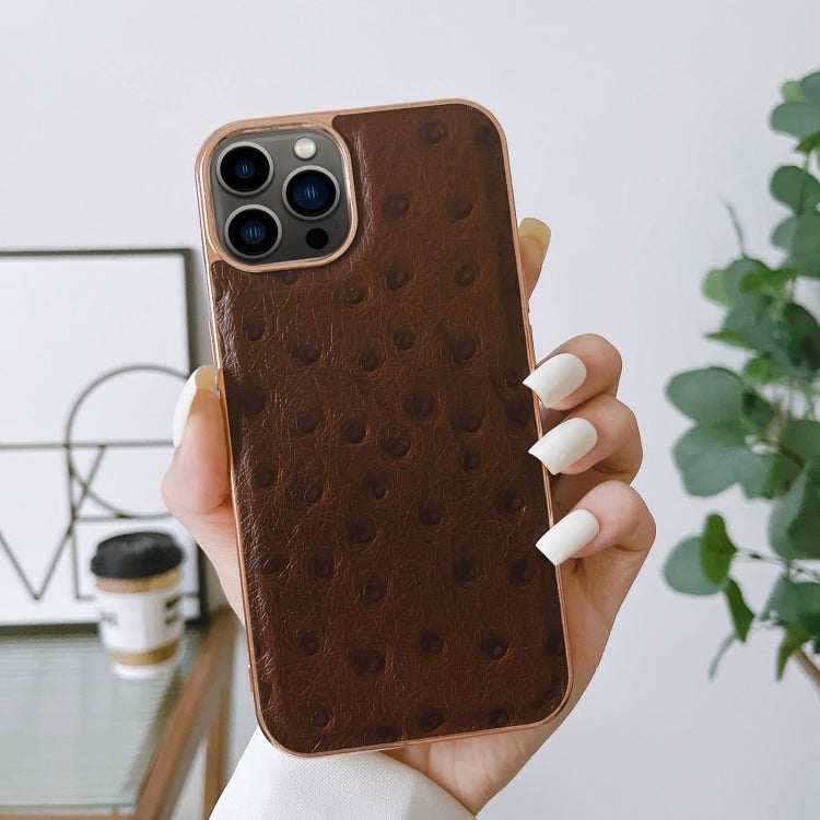 جراب نانو من الجلد الطبيعي بنسيج النعام، مناسب لأجهزة iPhone 13 Pro وiPhone 13 Pro Max وiPhone 13 وiPhone 14 Plus وiPhone 14 Pro Max وiPhone 14 Pro وiPhone 14