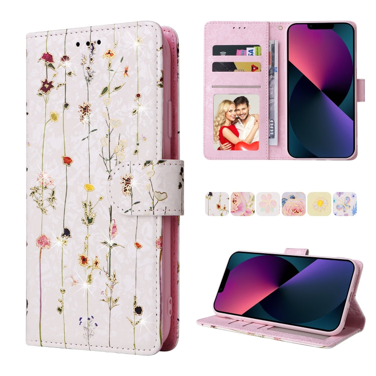 Bronzing Painting RFID Leather Case, For iPhone 14, For iPhone 14 Plus, For iPhone 14 Pro, For iPhone 14 Pro Max, For iPhone 13 mini, For iPhone 13, For iPhone 13 Pro, For iPhone 13 Pro Max