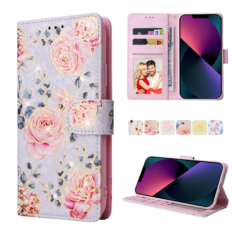 Bronzing Painting RFID Leather Case, For iPhone 14, For iPhone 14 Plus, For iPhone 14 Pro, For iPhone 14 Pro Max, For iPhone 13 mini, For iPhone 13, For iPhone 13 Pro, For iPhone 13 Pro Max