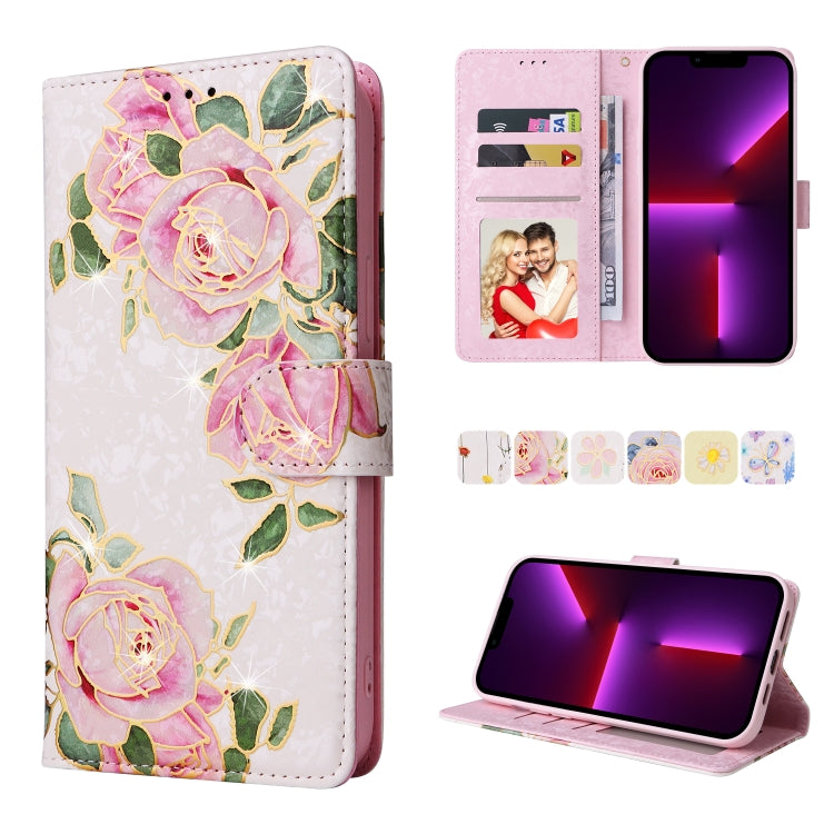 Bronzing Painting RFID Leather Case, For iPhone 14, For iPhone 14 Plus, For iPhone 14 Pro, For iPhone 14 Pro Max, For iPhone 13 mini, For iPhone 13, For iPhone 13 Pro, For iPhone 13 Pro Max