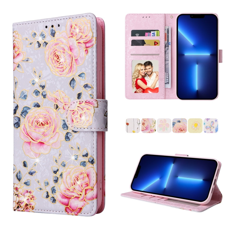 Bronzing Painting RFID Leather Case, For iPhone 14, For iPhone 14 Plus, For iPhone 14 Pro, For iPhone 14 Pro Max, For iPhone 13 mini, For iPhone 13, For iPhone 13 Pro, For iPhone 13 Pro Max