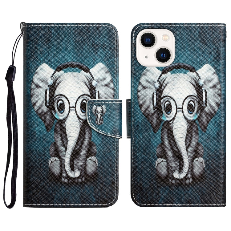 Colored Drawing Leather Phone Case, For iPhone 14 Pro Max, For iPhone 13, For iPhone 13 mini