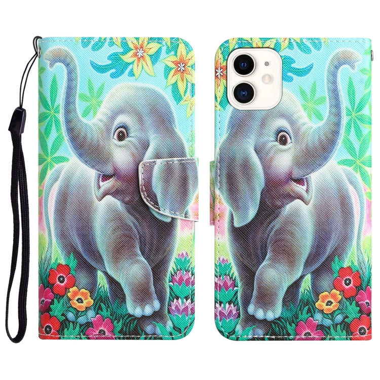Colored Drawing Leather Phone Case, For iPhone 12 / 12 Pro, For iPhone 12 Pro Max, For iPhone 11