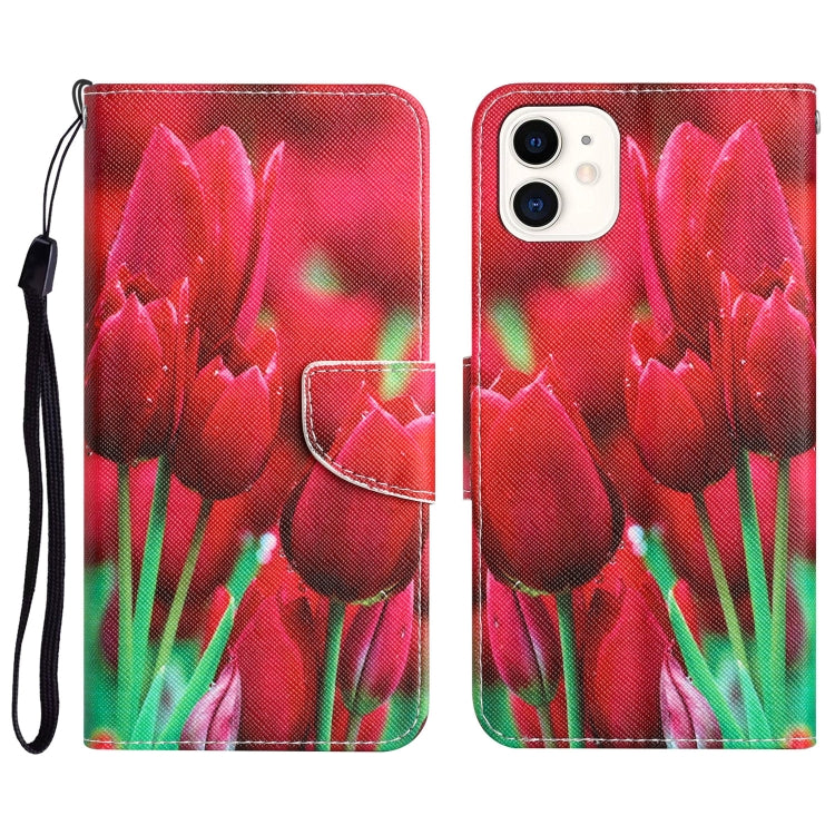Colored Drawing Leather Phone Case, For iPhone 12 / 12 Pro, For iPhone 12 Pro Max, For iPhone 11