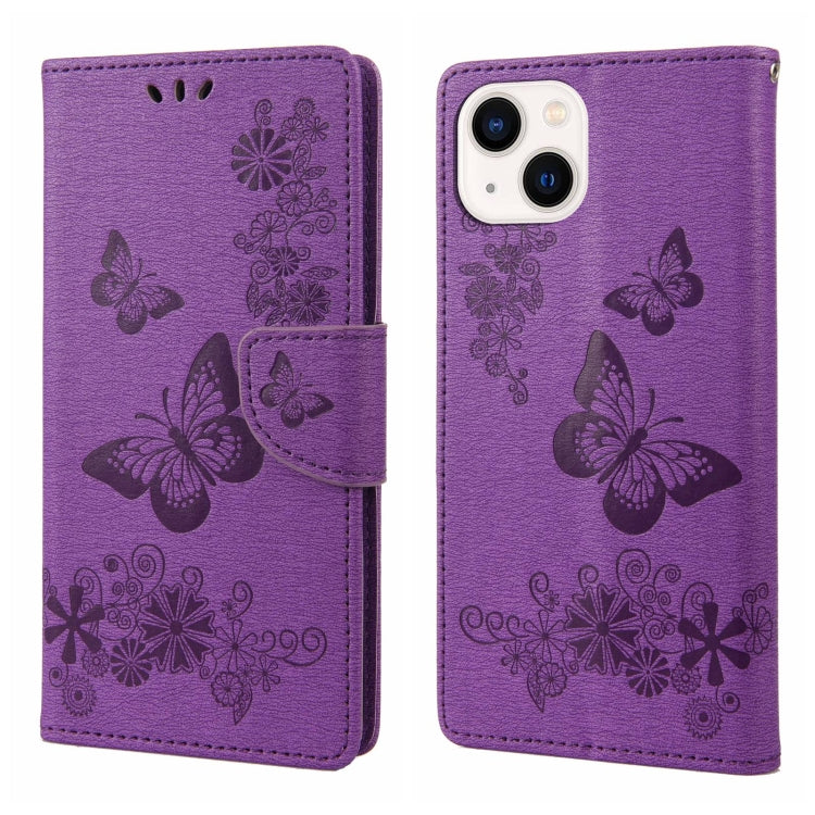 Butterfly Embossed Horizontal Flip Leather Phone Case, For iPhone 14, For iPhone 14 Plus, For iPhone 14 Pro, For iPhone 14 Pro Max