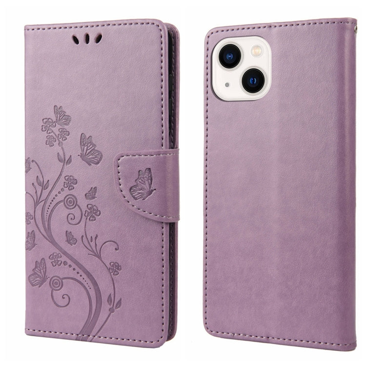 Butterfly Flower Pattern Flip Leather Phone Case, For iPhone 14, For iPhone 14 Plus, For iPhone 14 Pro, For iPhone 14 Pro Max