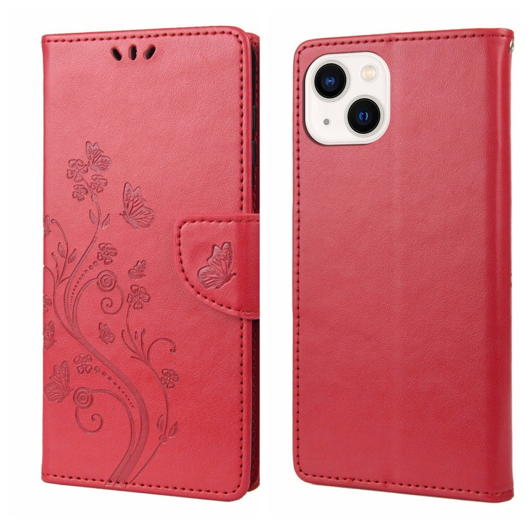 Butterfly Flower Pattern Flip Leather Phone Case, For iPhone 14, For iPhone 14 Plus, For iPhone 14 Pro, For iPhone 14 Pro Max