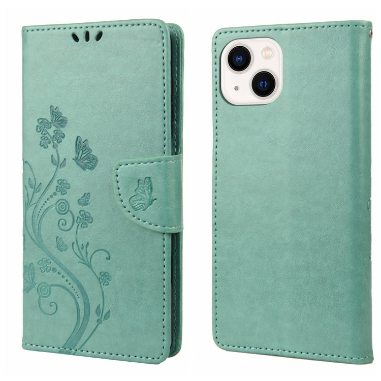 Butterfly Flower Pattern Flip Leather Phone Case, For iPhone 14, For iPhone 14 Plus, For iPhone 14 Pro, For iPhone 14 Pro Max