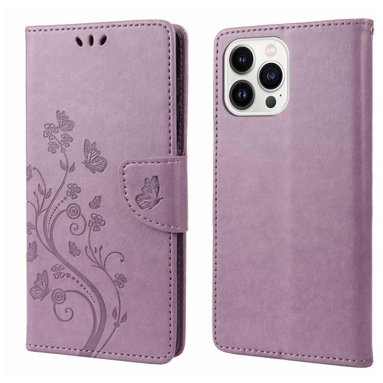 Butterfly Flower Pattern Flip Leather Phone Case, For iPhone 14, For iPhone 14 Plus, For iPhone 14 Pro, For iPhone 14 Pro Max