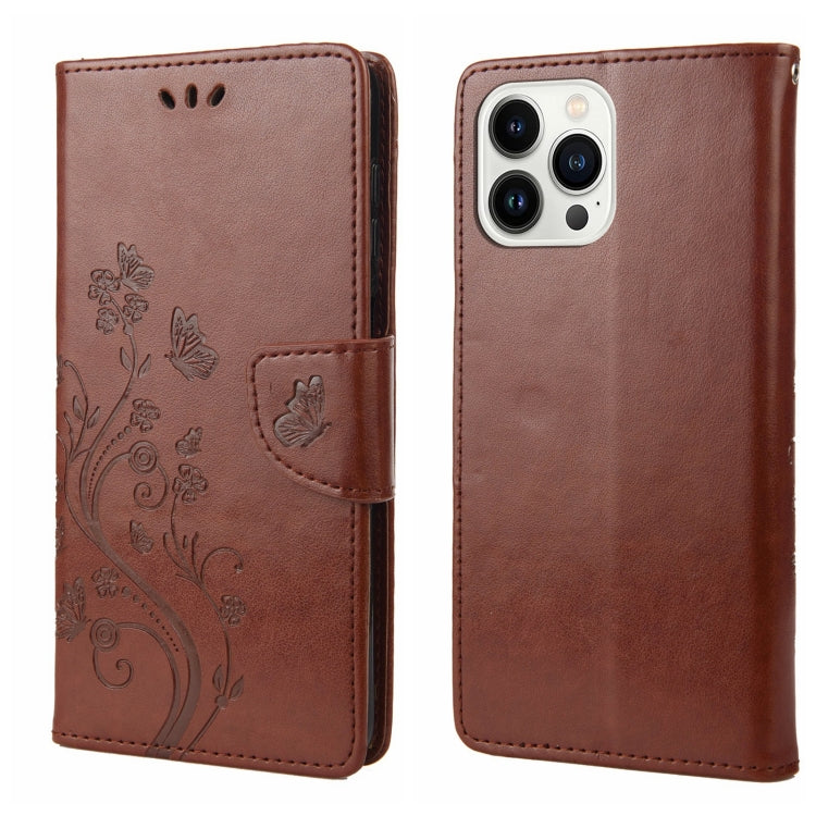 Butterfly Flower Pattern Flip Leather Phone Case, For iPhone 14, For iPhone 14 Plus, For iPhone 14 Pro, For iPhone 14 Pro Max