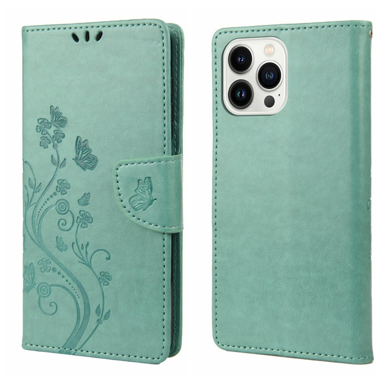 Butterfly Flower Pattern Flip Leather Phone Case, For iPhone 14, For iPhone 14 Plus, For iPhone 14 Pro, For iPhone 14 Pro Max
