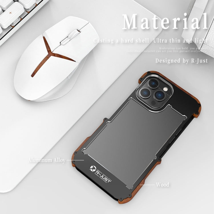 جراب هاتف R-JUST Ironwood Generation المعدني والخشبي، مناسب لأجهزة iPhone 14 وiPhone 14 Plus وiPhone 14 Pro وiPhone 14 Pro Max