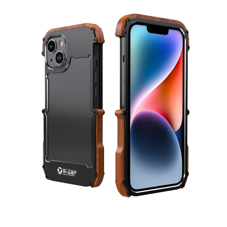 جراب هاتف R-JUST Ironwood Generation المعدني والخشبي، مناسب لأجهزة iPhone 14 وiPhone 14 Plus وiPhone 14 Pro وiPhone 14 Pro Max