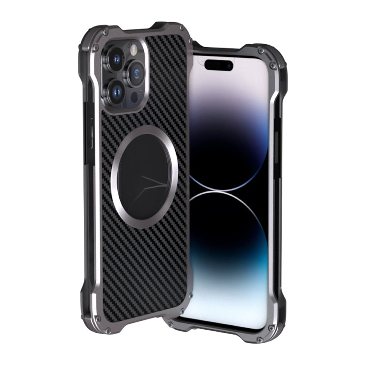 جراب هاتف معدني مجوف مقاوم للصدمات RJ51 من R-JUST، مناسب لأجهزة iPhone 14 وiPhone 14 Plus وiPhone 14 Pro وiPhone 14 Pro Max