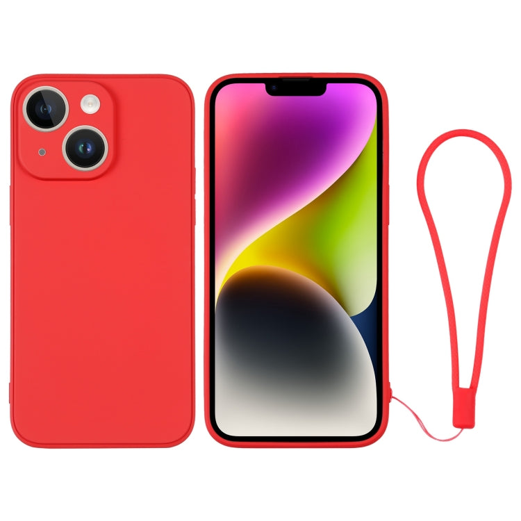 جراب هاتف سيليكون مع حزام معصم، لهاتف iPhone 14، وiPhone 14 Plus، وiPhone 14 Pro