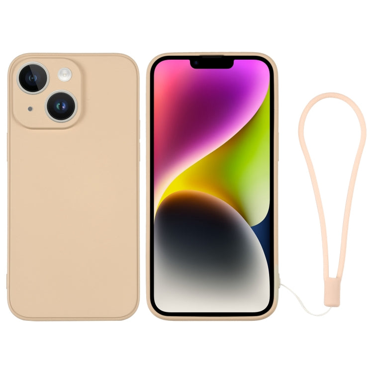 جراب هاتف سيليكون مع حزام معصم، لهاتف iPhone 14، وiPhone 14 Plus، وiPhone 14 Pro