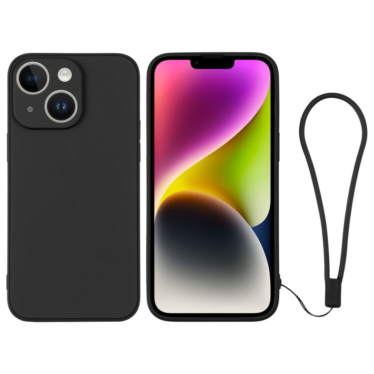 جراب هاتف سيليكون مع حزام معصم، لهاتف iPhone 14، وiPhone 14 Plus، وiPhone 14 Pro