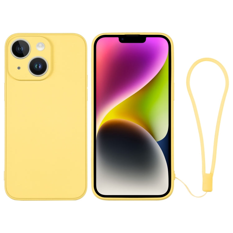 جراب هاتف سيليكون مع حزام معصم، لهاتف iPhone 14، وiPhone 14 Plus، وiPhone 14 Pro