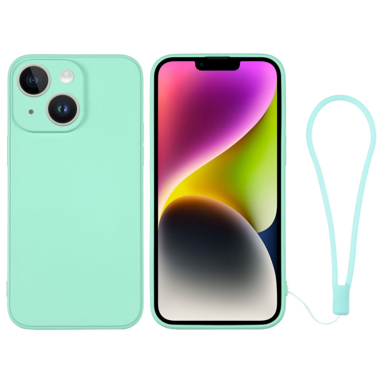 جراب هاتف سيليكون مع حزام معصم، لهاتف iPhone 14، وiPhone 14 Plus، وiPhone 14 Pro