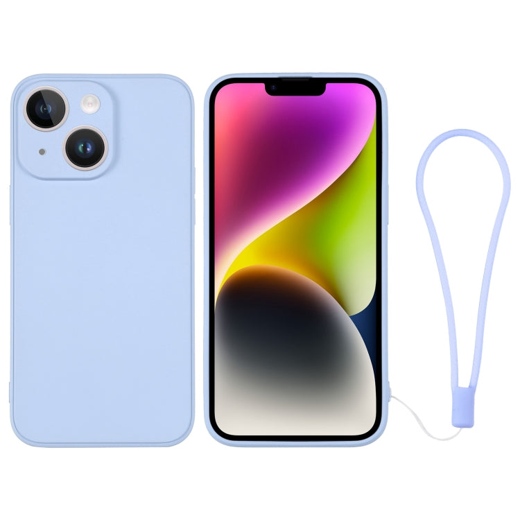 جراب هاتف سيليكون مع حزام معصم، لهاتف iPhone 14، وiPhone 14 Plus، وiPhone 14 Pro