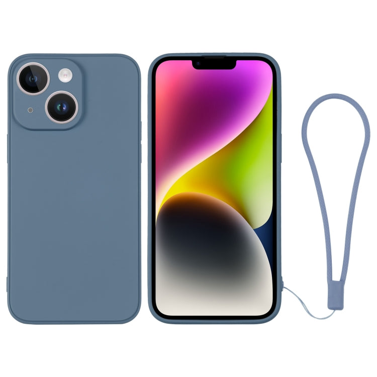 جراب هاتف سيليكون مع حزام معصم، لهاتف iPhone 14، وiPhone 14 Plus، وiPhone 14 Pro