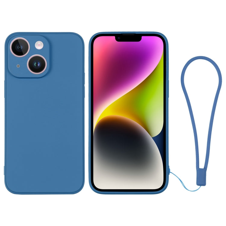 جراب هاتف سيليكون مع حزام معصم، لهاتف iPhone 14، وiPhone 14 Plus، وiPhone 14 Pro