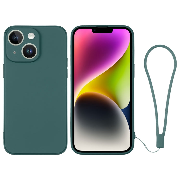 جراب هاتف سيليكون مع حزام معصم، لهاتف iPhone 14، وiPhone 14 Plus، وiPhone 14 Pro