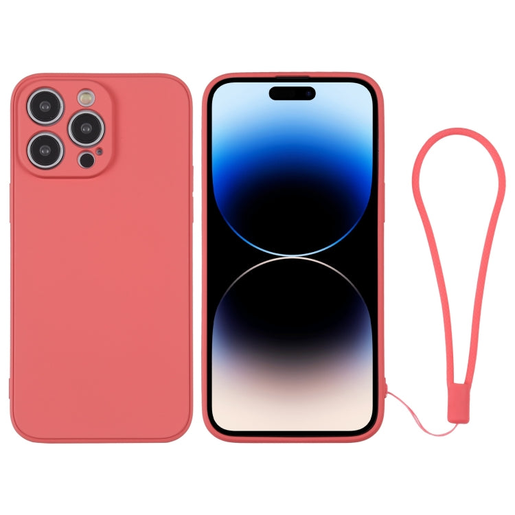 جراب هاتف سيليكون مع حزام معصم، لهاتف iPhone 14، وiPhone 14 Plus، وiPhone 14 Pro